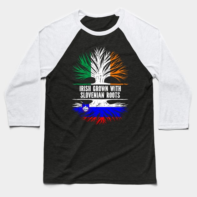 Irish Grown With Slovenian Roots Ireland Flag Baseball T-Shirt by silvercoin